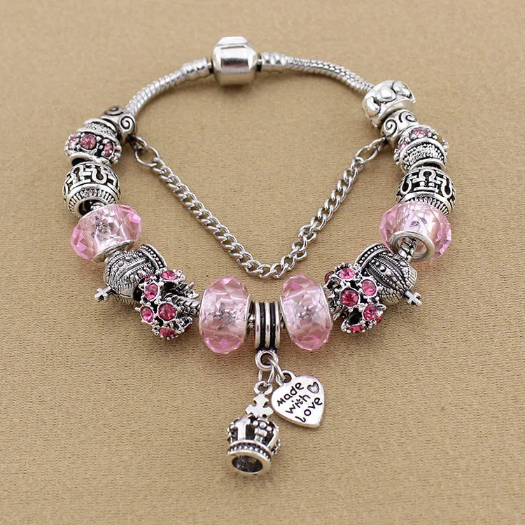 Ny Mode Charm Crown Beaded Pendant Armband för Pandora Högkvalitativ trend Vild Elegant Dam Armband Gratis Frakt