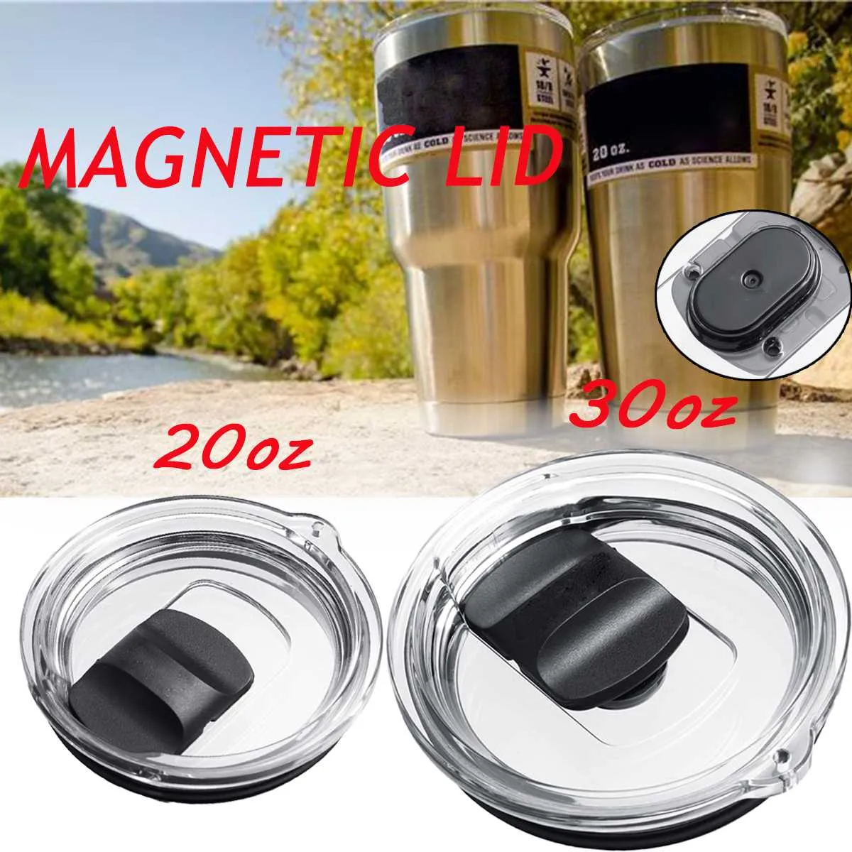 20/30oz mug cup deksel tumbler spat mors proof vergrendeling magnetische schuifpillendichte hoes wwq