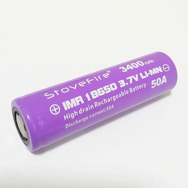 100٪ بطارية 5C الطاقة IMR 18650 مسطح الرأس 3400mAh 50A 3.7V قابلة للشحن بطارية ليثيوم مجانية SHIPPIN