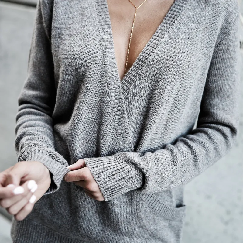 Großhandels-Neue Frauen-Frühlings-Pullover-tiefer V-Ausschnitt-reizvoller weiblicher Pullover 7 Farben-Kaschmir-weiblicher Pullover-Frauen