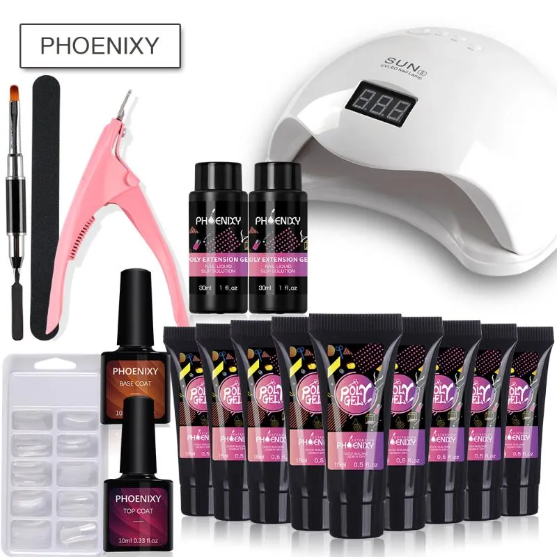 Nail Art Kits Set Kit 48W UV LED-lampa 15ml Crystal Jelly Gel Verktyg för manikyrförlängning