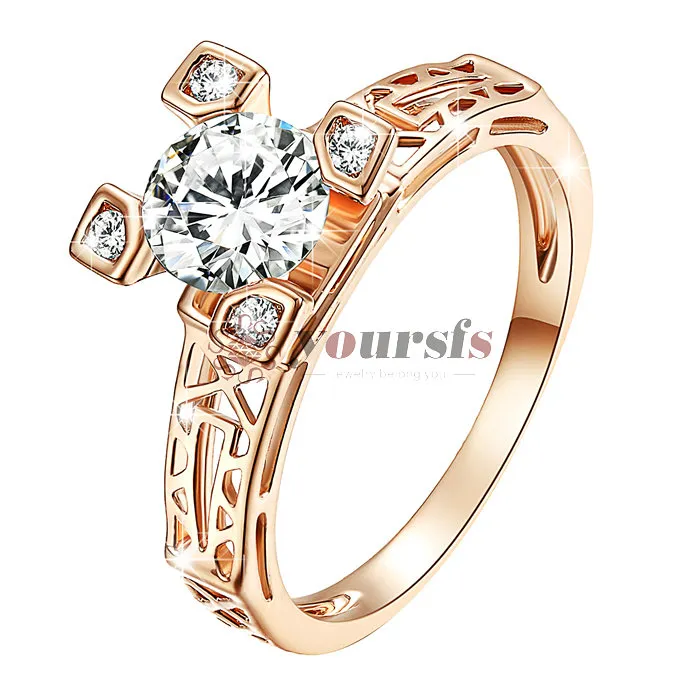 Yoursfs Fashion Jewelry 18K Gold Plated Zircon Wedding Bridal Ring Gift