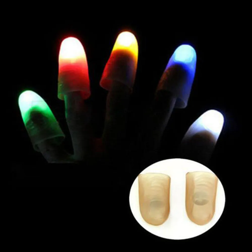 Jasne palce światła Zamknij kciuki Palce Trick Magic Light Glow LED Fingers Lame Toys 2000pcs