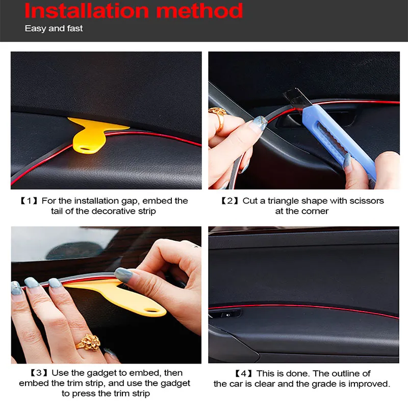 Tiras universais de carro DIY Interiores flexíveis Molding Trim Auto Controle Central e Porta Anti-Colisão Decoração Acessórios