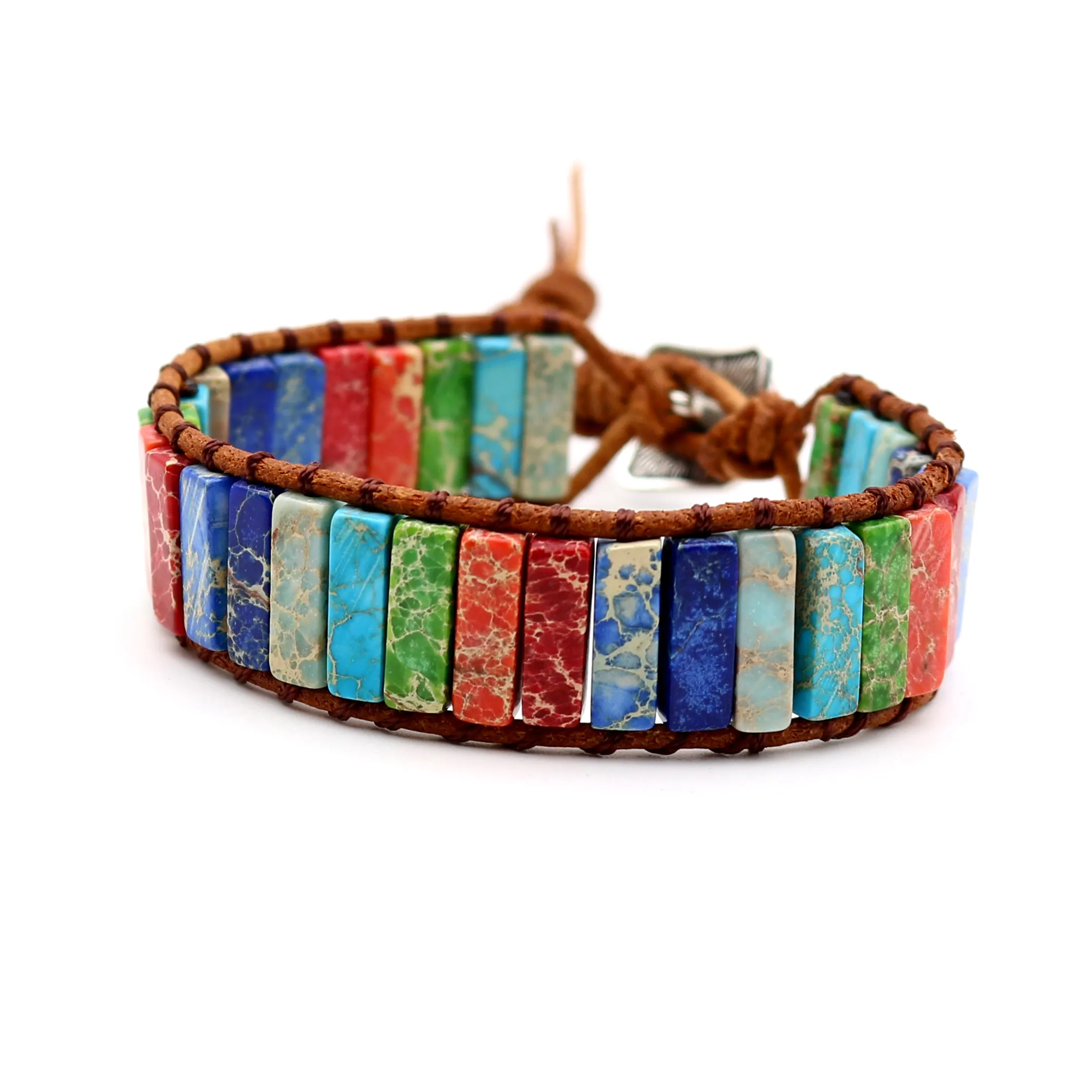 Chakra Bracelets Regalite Natural Stones Handmade Leather Wrap Couple Yoga Jewelry