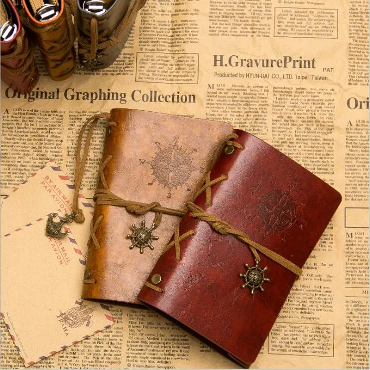 Spiral Pirate Notepads Vintage Leather Journal Garden Travel Diary Books Kraft Papers Journal Notebook Retro Classical Books Decoration 5609