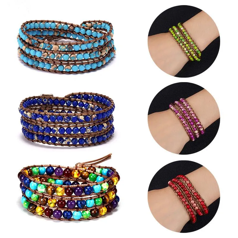 Wholesale New Luxury Designer Womens VSCO Girl Friendship 3 Layers Beads Rope Braided Chain Bracelets 4mm Jewelry Gifts for Women Girls