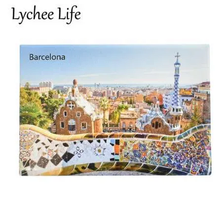 Lychee Life Barcelona Scenic Kylskåp Magnetisk Klistermärke Berömd Landskap Kylskåpmagneter Souvenir Hem Kök Decoration Presenter