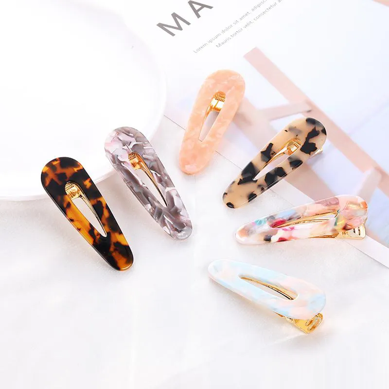 Clipe bonito Estilo Acrílico cabelo para meninas Mulheres Gota Forma Leopard Marble textura geométrica Duckbill Barrette Hairpin Acessórios de cabelo