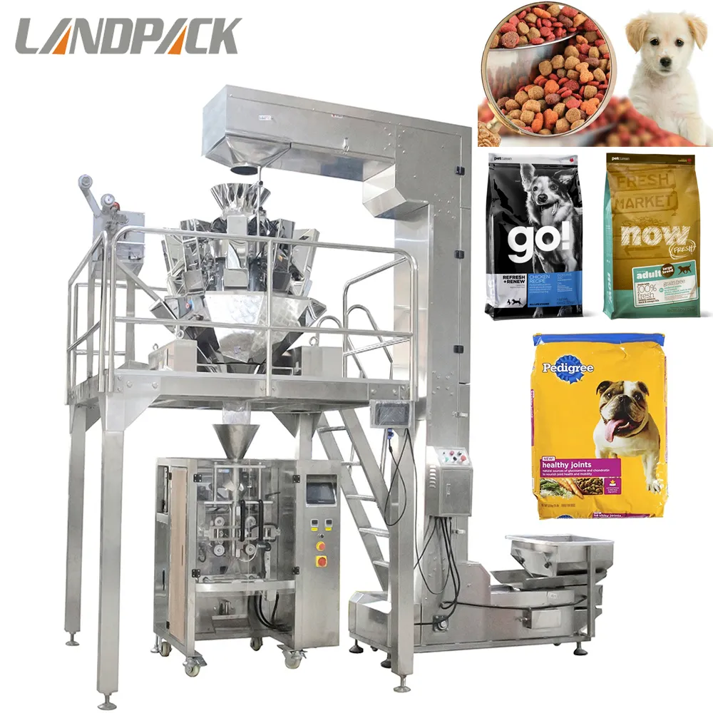Diervoeding Huisdier Voedsel Kattenvoedsel Hond Voedsel Verticale Vorm Vul Seal Verpakking Machine met Gecombineerde weger