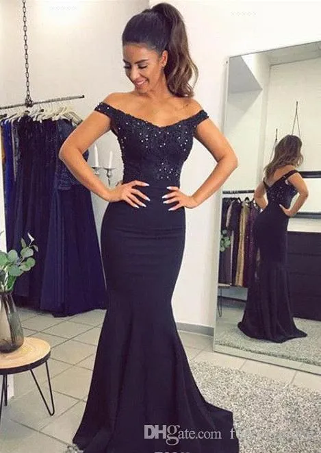 2019 Mermaid Navy Blue Prom Dress Sexy Off The Shoulder Lace Formal  Holidays Wear Graduation Evening Party Gown Custom Made Plus Size From  Forevergrace, $92.62 | DHgate.Com