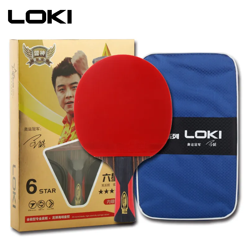 Loki 6 estrela profissional mesa de tênis raquete ébano tênis tênis tênis tênis ataque rápido ping pong raquete arco pingpong raquetes t190928