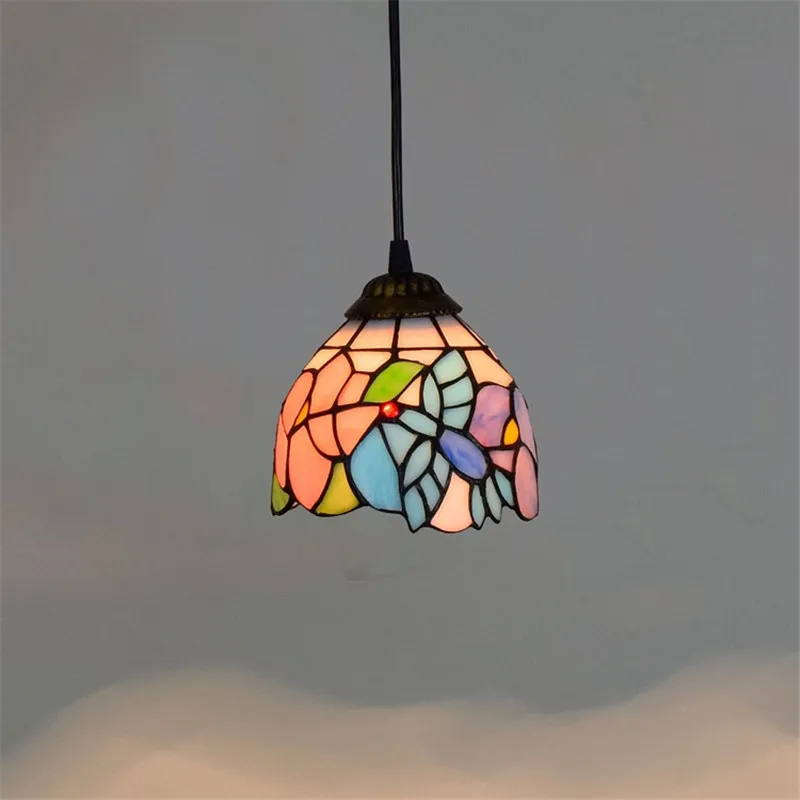 American retro idyllic bird colored glass chandelier creative Tiffany stained glass personality decoration bar small chandelier TF058