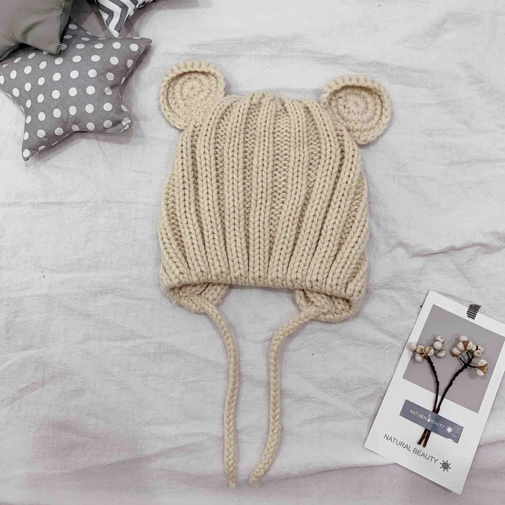 Snoep Kleuren Kids Winter Warm Hoed Bal Beanie Knit Haak Jongens Meisjes Gebreide Katten Oor Warm Hoed