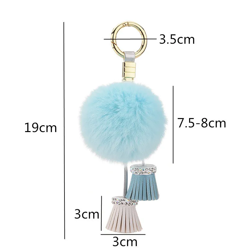 4pcs Plush Heart Key Chains Heart Pom Pom Ball Key Chain Bag