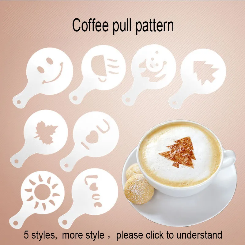 60 stijlen creatieve plastic koffie latte cappuccino barista kunst spray patroon stencils cake duster sjablonen tools accessoires 16pcs/lot dhl