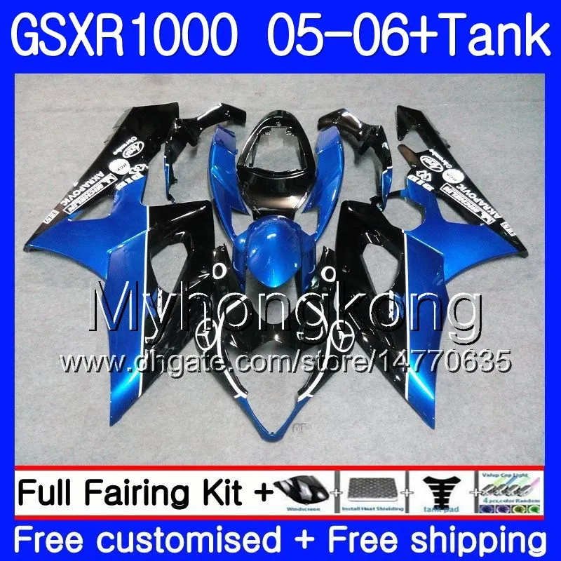 +Tank für Suzuki GSXR 1000 1000CC GSX R1000 2005 2006 Kit + Tank blau schwarz heiß 300HM.57 GSX-R1000 GSXR-1000 1000 CC K5 GSXR1000 05 06 Verkleidung