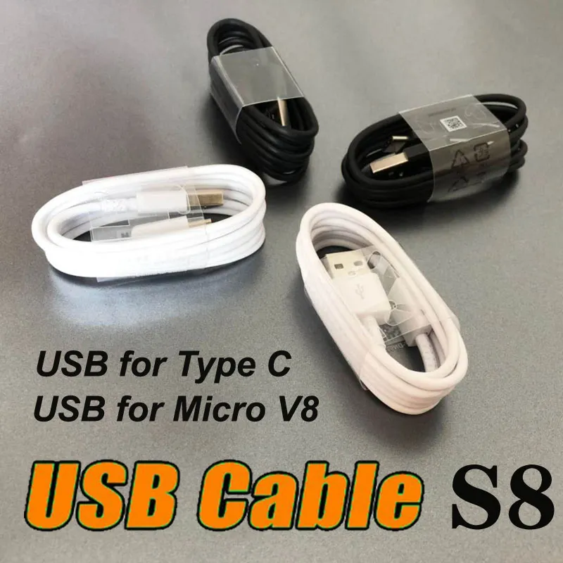 A+ Quality 1m 3FT Charging Charger Sync Data USB Cable Cord type C Micro V8 Type-C For Galaxy S8 S9 S9+ Plus S10 Note 8 9 Adnrod Phones MQ