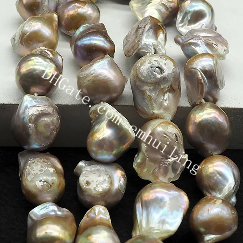 Large Metallic Nucleated Baroque Pearls Shell Beads Genuine Irregular  Freshwater Gemstones 20 25mm 16 From Emhuiling, $108.29