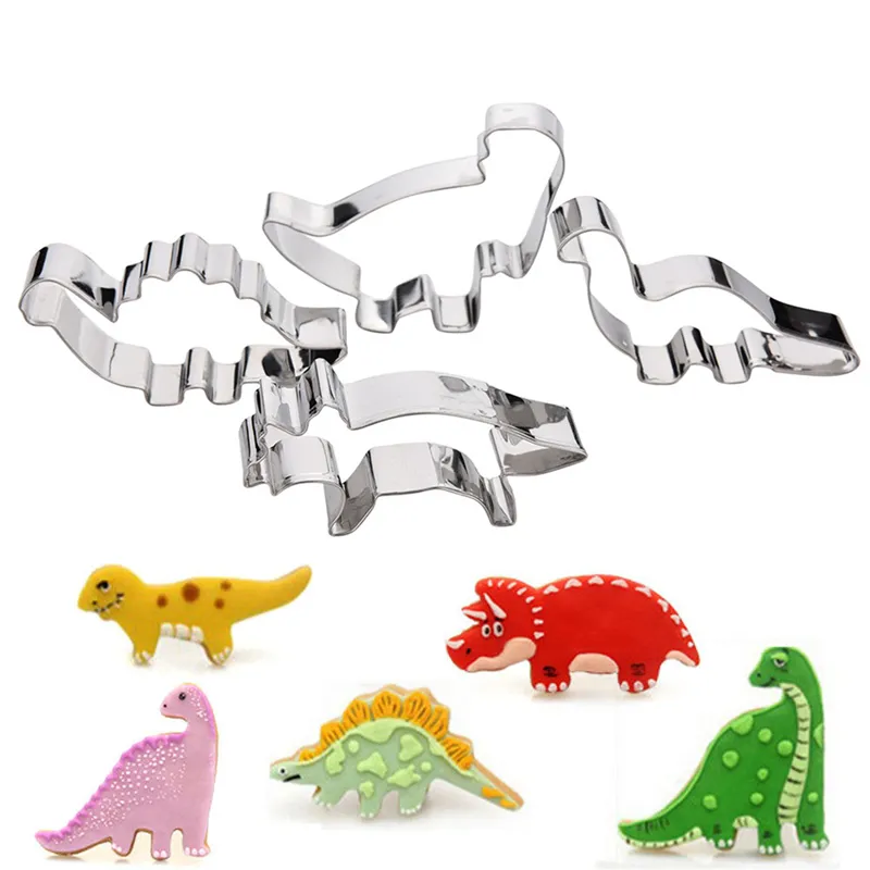 Juego de cortadores de galletas de dinosaurio de acero inoxidable, molde para pasteles y galletas de animales, herramientas para decoración de pasteles JK2007XB