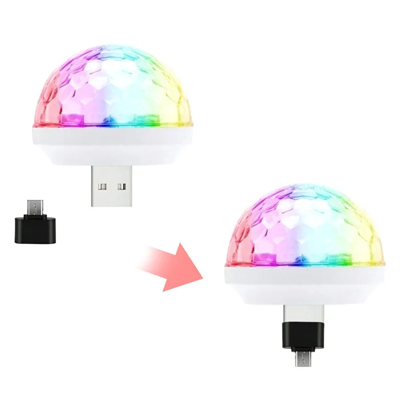 Ledde effekter disco elfin röstkontroll självgående mini scen ljus kristall magisk boll usb färgrik nattlampa musiklampa