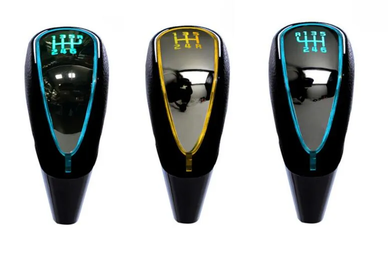 7 colors changes Activated Gear Shift Knob 5 6 Speed Car LED Gear Handball Light Cigarette Lighter Charger Fit For