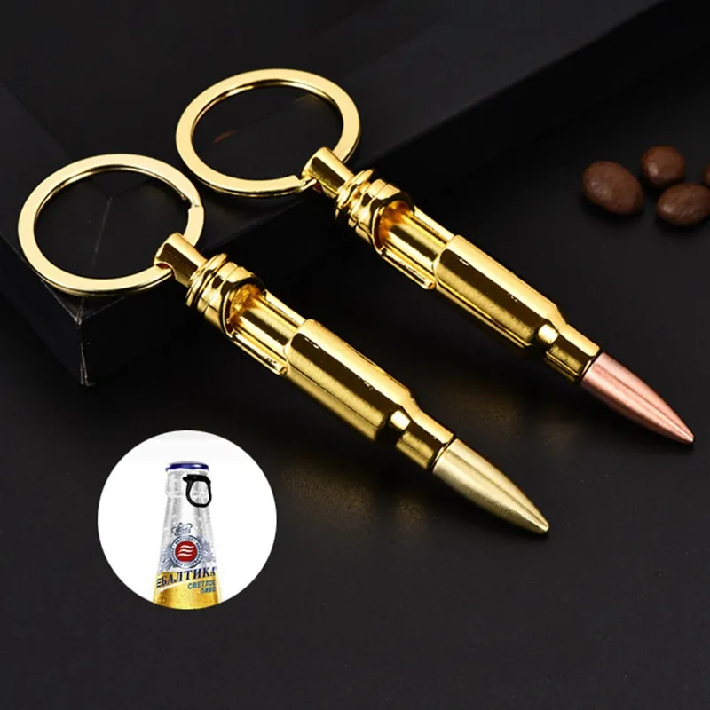 Creative Bullet Opener Keychain Shell Case Shaped Beer Bottle Pointers Nyckelring Bar Tool Great Party Business Gift Customizable Logo BC BH3678