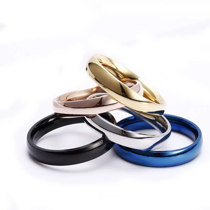 Edelstahl-Rohlingsring, goldfarben, blau, einfache Bandringe, Fingerring für Damen und Herren, Modeschmuck, Geschenk von Will und Sandy