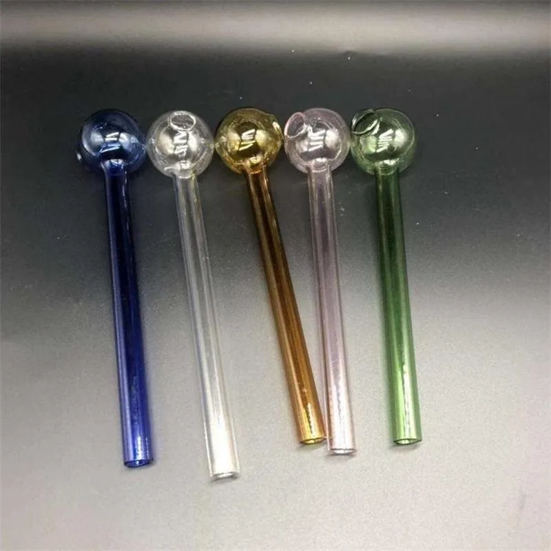 Pipes à fumer en verre Pyrex de haute qualité couleurs pures tube transparent cigarette tabac herbe eau bongs tuyau à huile pièces de fumée 1 8ps E19