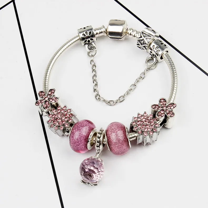 Venta al por mayor-925 pulseras con dijes de cristal de Murano cuentas de Navidad CZ dijes de cristal cuelgan para mujeres estilo de joyería original DIY Fit Pandora