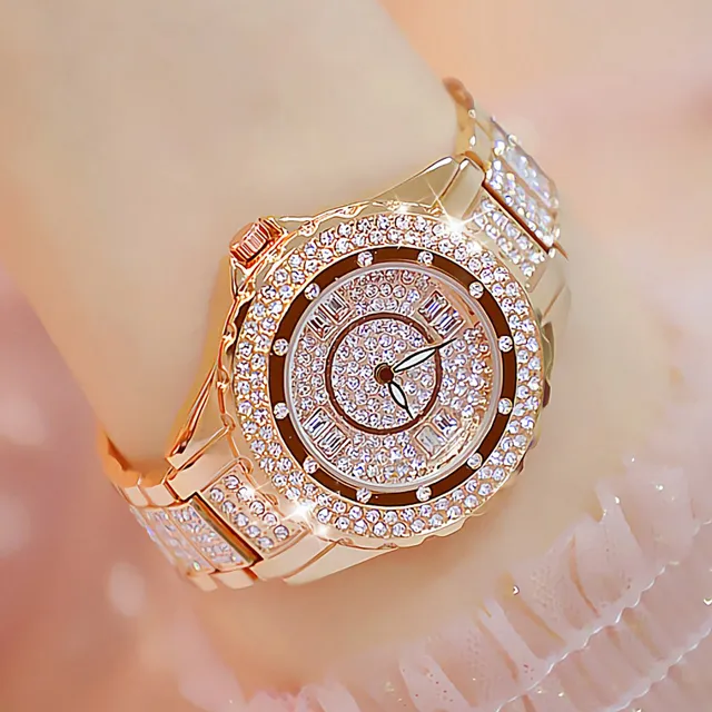 Cristal femmes montres marque de créateur de luxe diamant or rose Femme Montre élégant dames élégantes Montre-bracelet Montre Femme 2019255E