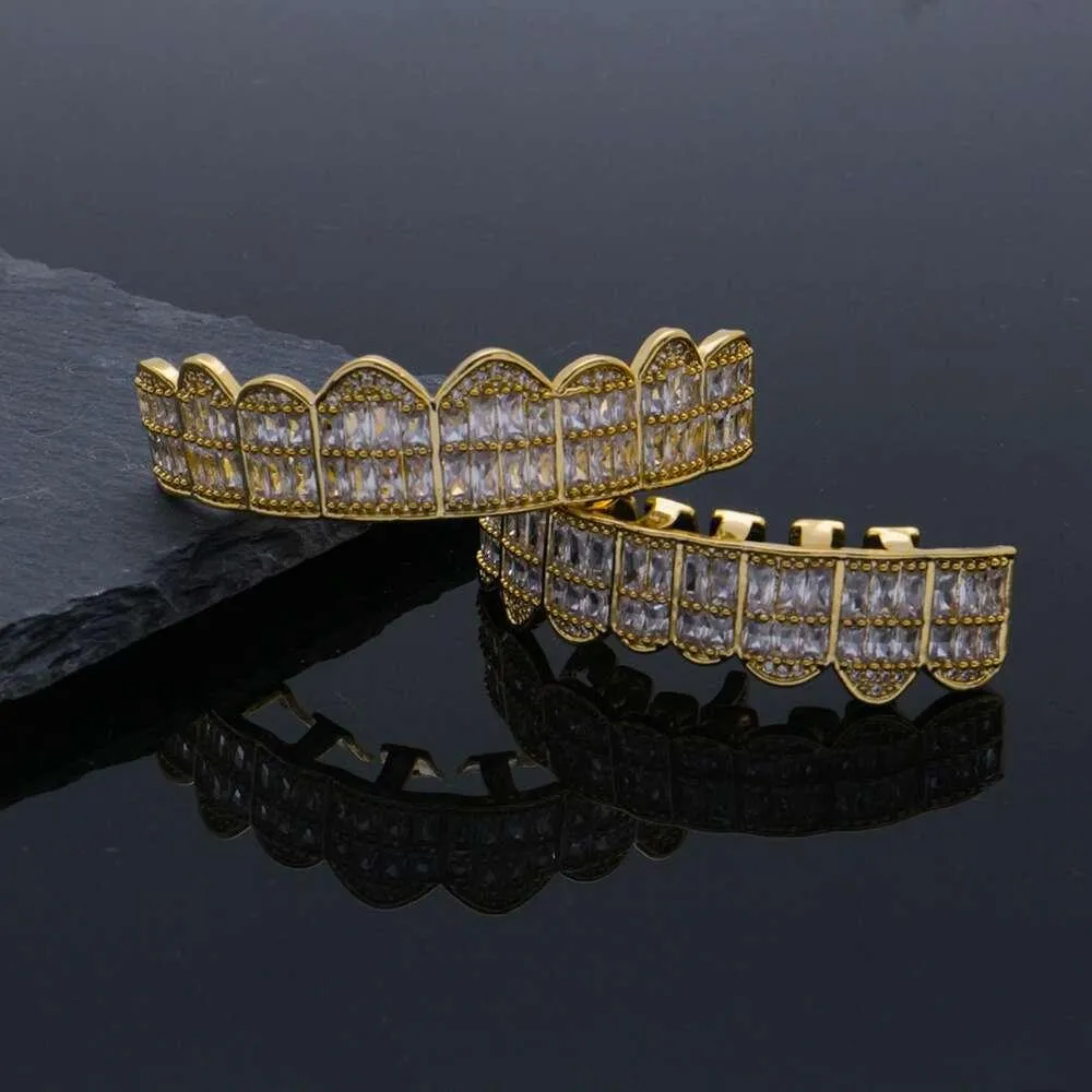 Hip-Hop-Grillz für Männer und Frauen, Diamanten, Zahngrills, 18 Karat vergoldet, Mode, coole Rapper, Gold, Silber, Kristallzähne, Schmuck 6912406