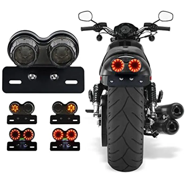 Universal Motorrad Dual LED Rücklicht, Geräucherte Linse, Kunststoff,  Integrierte Lichter, Blinker, Bremsbeleuchtung, Hintere Fahrleuchte Von  9,19 €