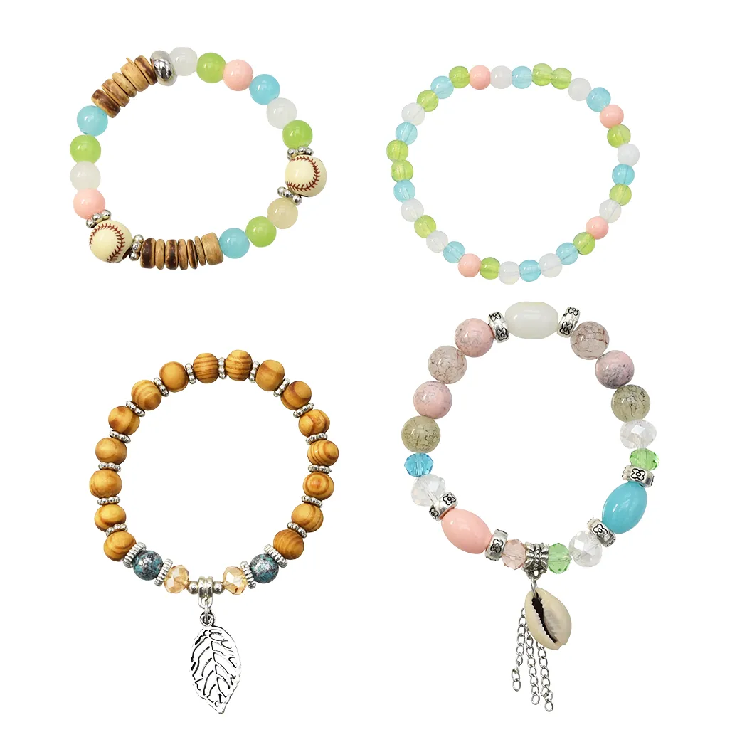 Sets Bohemian Stackable Wood Shell Bead Bracelets for Women Stretch Multi Layered Bracelet Set Multicolor Jewelry