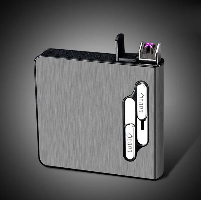 cigarette holder with built in lighter Colorful Metal Rechargeable Cigarette Case With Built In ARC Lighter,  Portable Rectangular Holder, Multifunctional Smoking Cartridge Storage Box,  American Style From Herbgrinder, $7.12