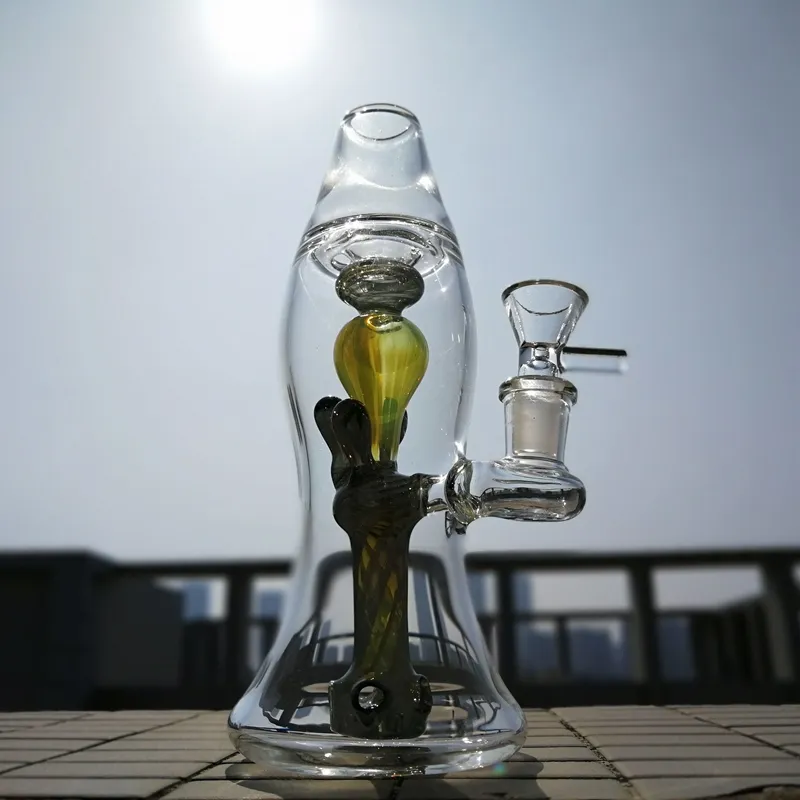 Hookahs Reciclador Interno Oil Dab Rig Lava Lâmpada Vidro Bong Chuveiro Percolador Verde Único Bong Tubulações de Água 14mm Junta Feminina com Tigela XL-LX3