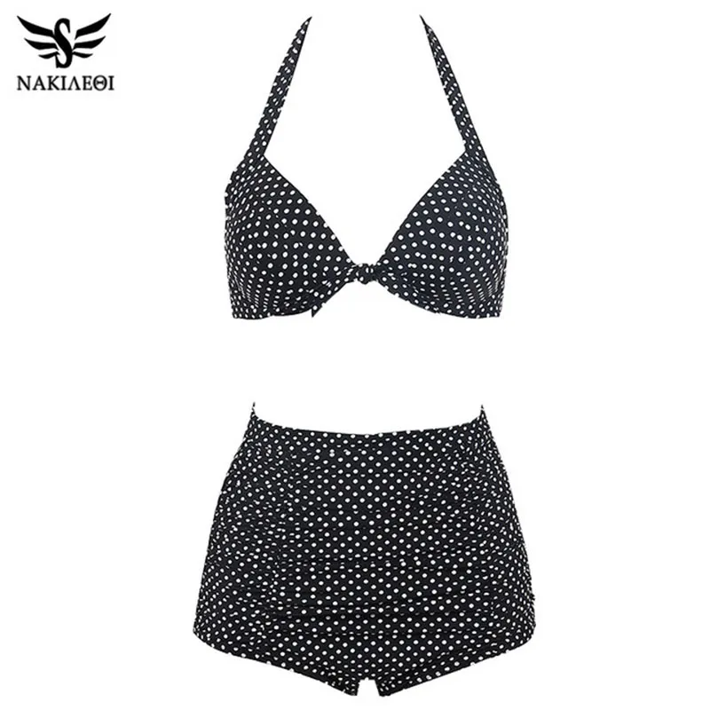 Nakiaeoi 60s Único Retro Biquínis Alto Cintura Swimsuit Push Up Swimwear Mulheres Plus Size Banhando Ternos Impresso Floral Bikini Set