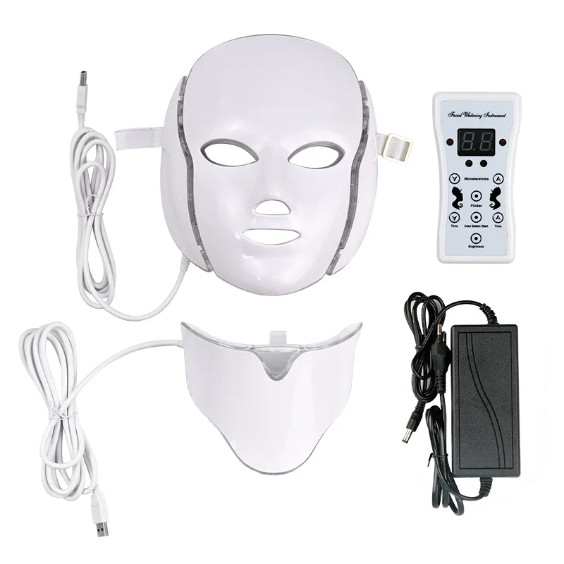 7-kolorowa terapia światłem LED maszyna do pielęgnacji twarzy LED Maska na szyję z mikroprądem do urządzenia do wybielania skóry DHL bezpłatna przesyłka