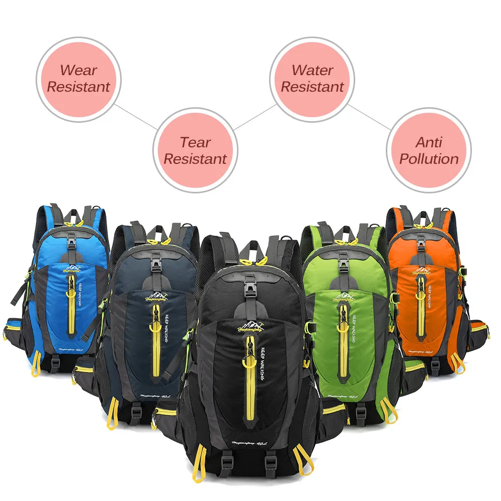 40L Wasserdichter, langlebiger Outdoor-Camping-Kletterrucksack für Damen und Herren, Wandern, Sport, Sport, Reiserucksack, hochwertiger Rucksack