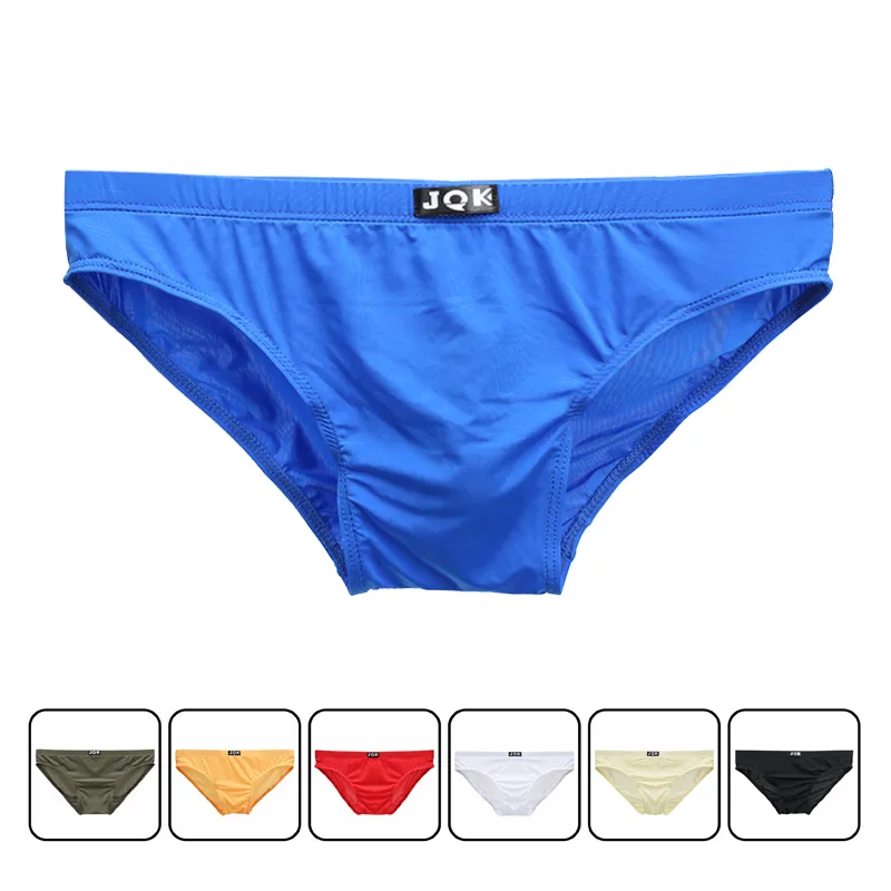 men's underwear sexy comfortable panty 2019 JQK thin ice silk men briefs shorts slip homme sexy gay panties stereo bag design