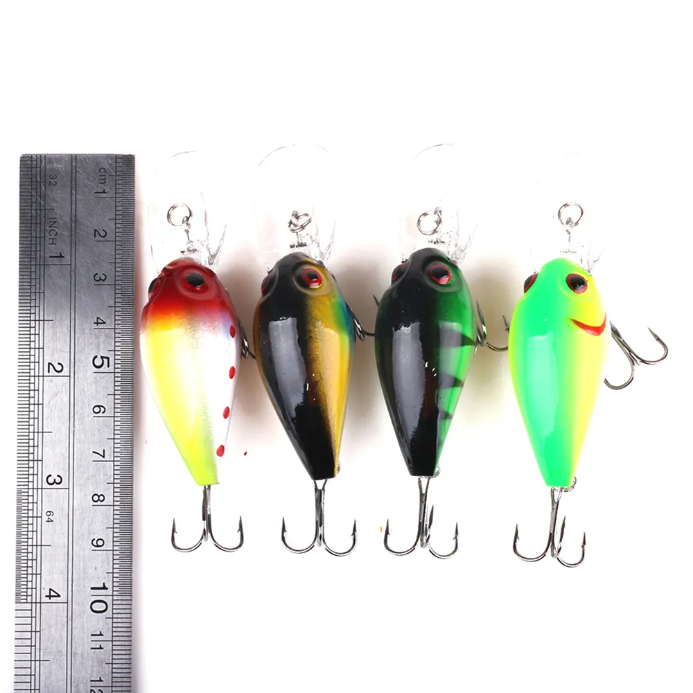 HENGJIA 100 pezzi esca da pesca Crankbaits Bass esche da pesca in plastica 7.3CM 10.1G 6 # ganci manovella esca ciprinidi trota spigola