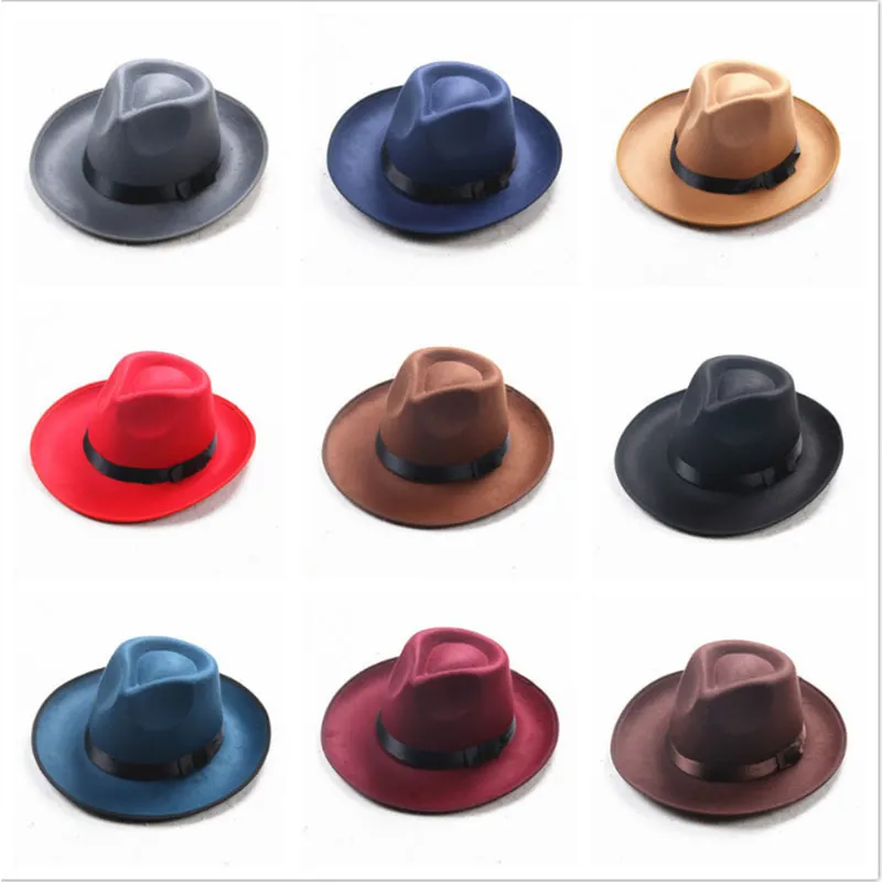 冬のヴィンテージの暖かい日陰パナマFSHionギャングキャップハードワイドブリムFedora Trilby Felt Hat英国スタイルの女性男性D19011102