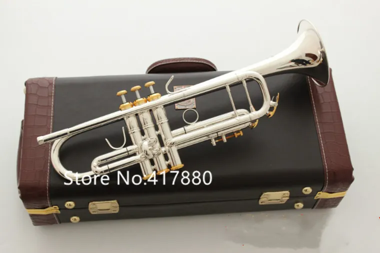 Hot Sell LT180S-37 Trumpet B Flat Silver Plated Professional Trumpet Musical Instruments with Case Free Shipping