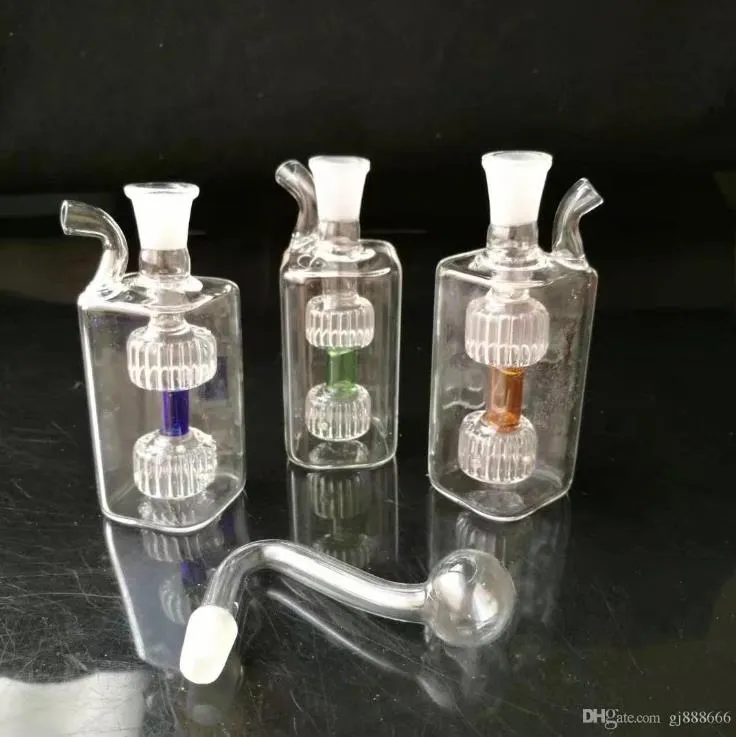 Banden Kleine vierkante pot glazen bongs accessoires, kleurrijke pijp roken gebogen glazen buizen oliebrander pijpen waterpijpen dab rig glazen bongs pi