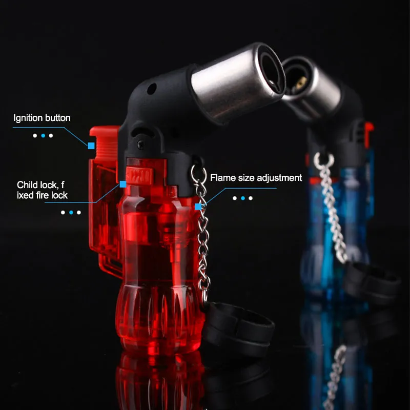 Nieuwe aankomst Mini Butane Jet Torch Sigaret Winddicht Lichter Random Kleur Plastic Vuur Ontstek Burner Kooktoorts Lichter1703232