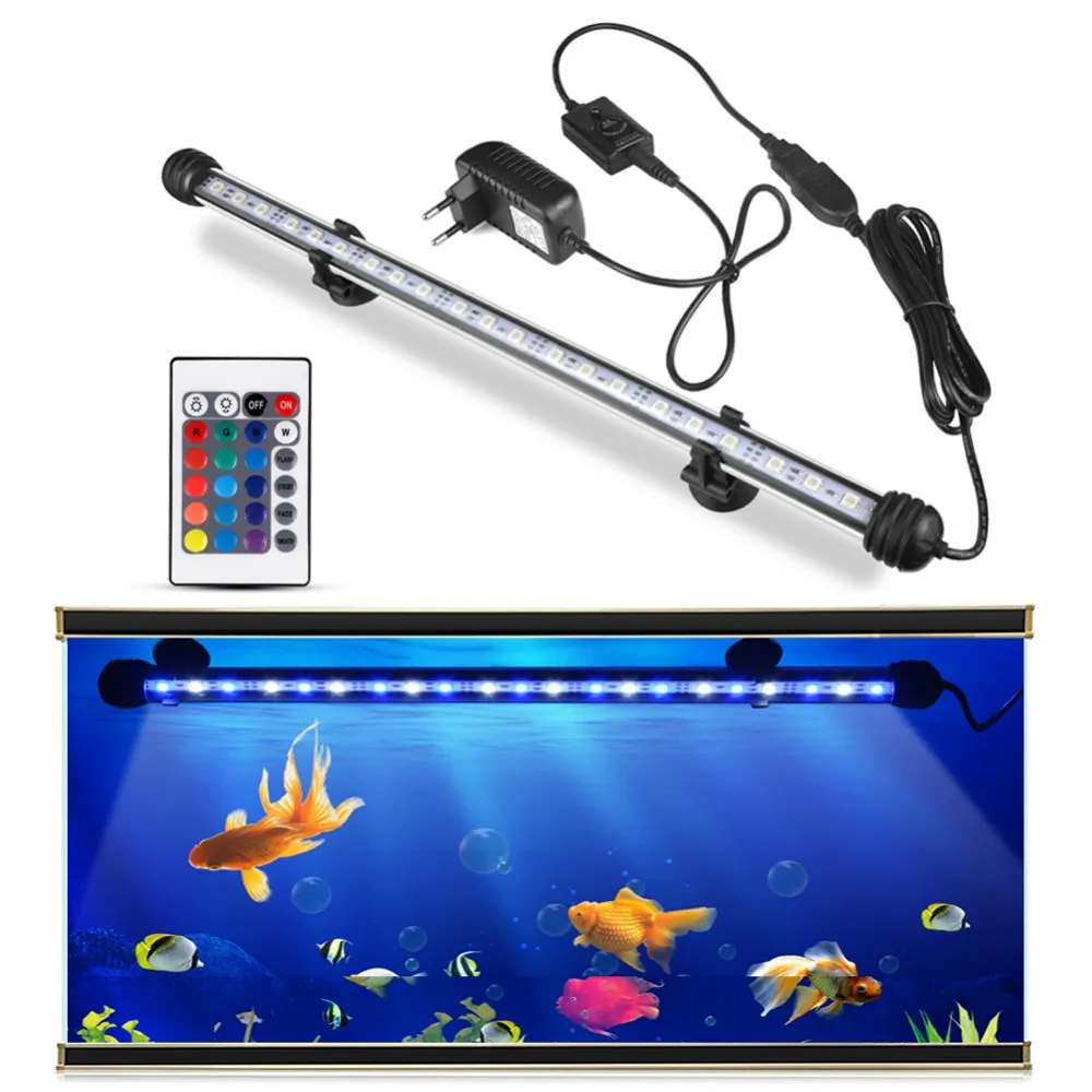 Aquariums Lighting IP68 Waterproof EU Plug RGB LED Aquarium Light Fish Tank Bar Lamp Submersible