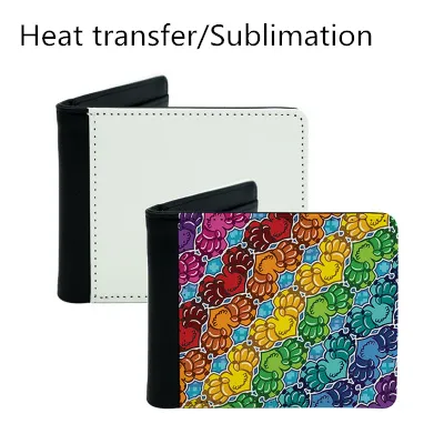 Sublimation Blanks Plånbok Hem Värme Värme Tranfer Tryck Press Män Plånböcker Purse PU Läder Blank Money Bag för DIY Lover Skräddarsy