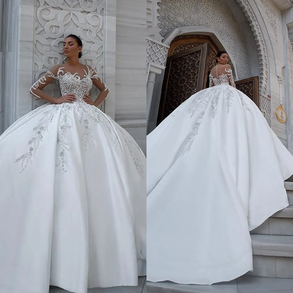 Elegant Off Shoulder White Ball Gown Wedding Dress Lace Tulle Custom Made Puffy  Bridal Gowns - Wisebridal.com