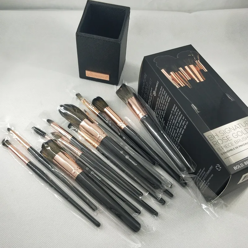 Marca Maquiagem Escova Signature Rose Gold 13 Pcs / Set Brush Set para Face Eye Lip Foundation Sombra Cosméticos com suporte