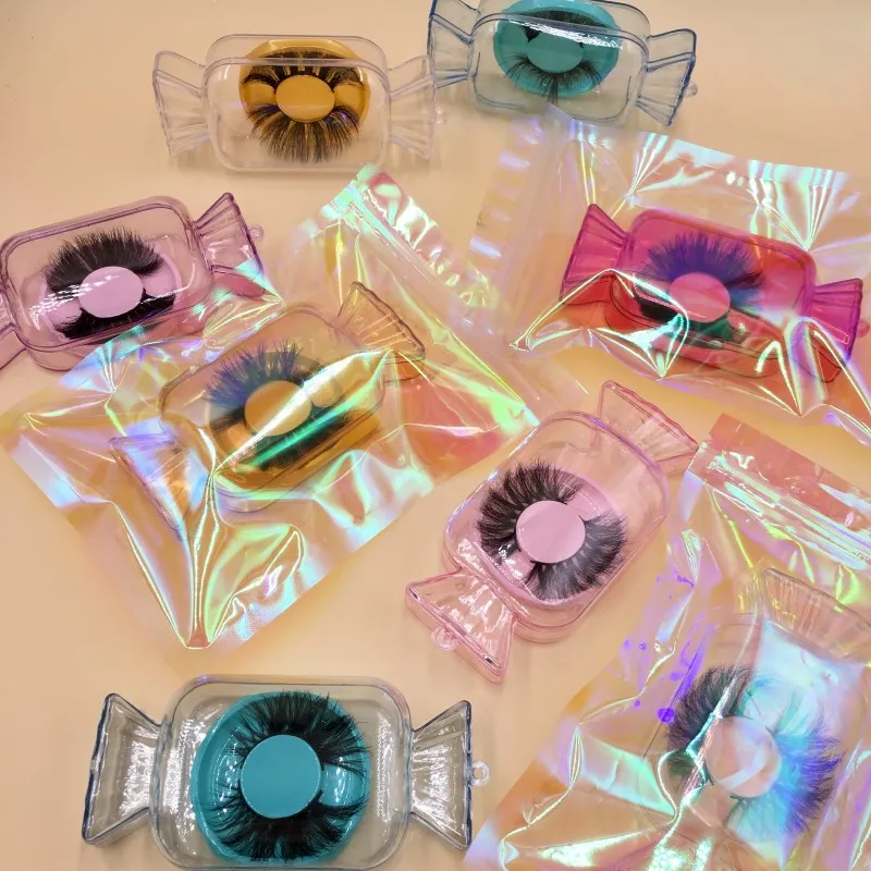 Kristall Candy Wrapper Wimpern Fällen für 25mm Wimpern 3D Nerz Streifen Bombe Wimpern Drop Shipping FDshine